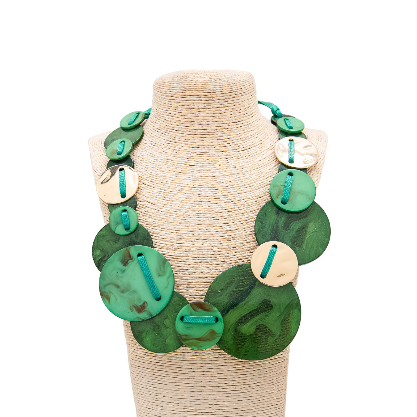 Collar de discos de colores y patrones variados - Verde