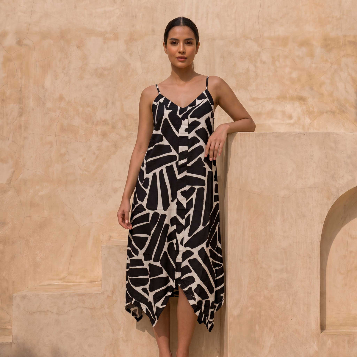 Vestido Steffi Estampado - Diseño Abstract Negro