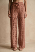 Pantalón de Encaje Floral Taupe