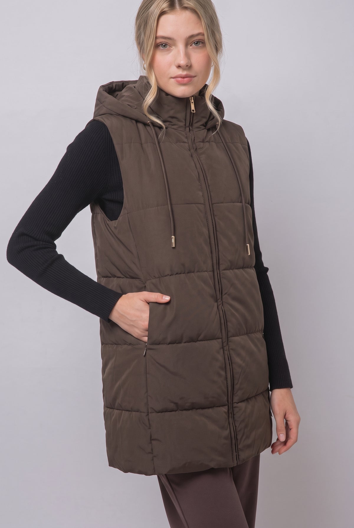 Chaleco Acolchado Cozy Mocha Long