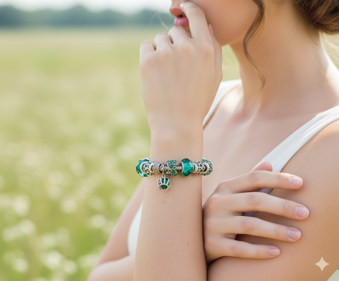 Pulsera Encanto Verde Jade