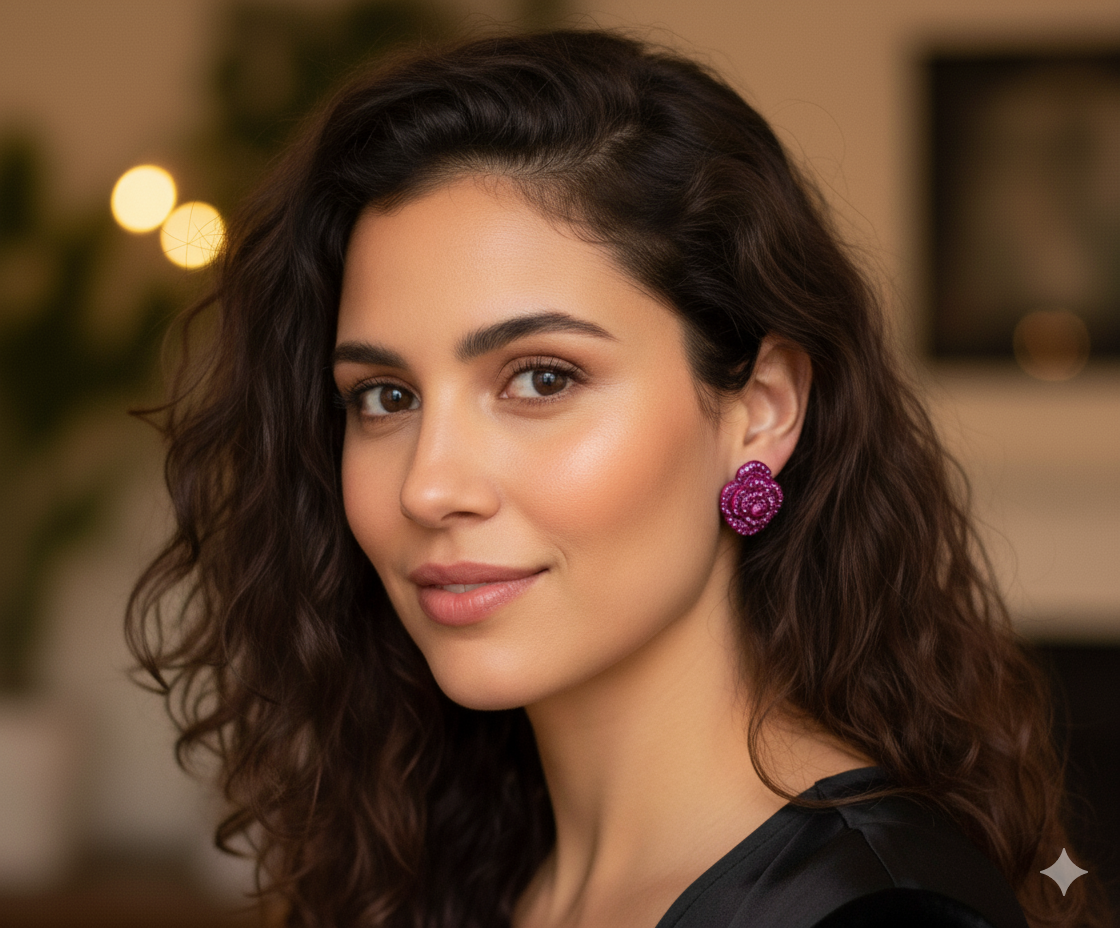 Aretes Flor de Magenta