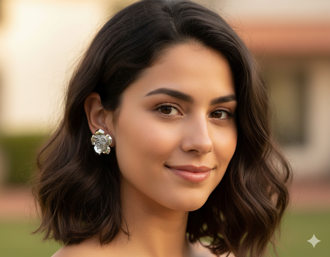 Aretes Perlas Florales