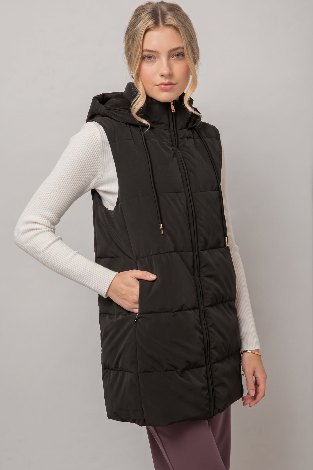 Chaleco Acolchado Cozy Noir Long