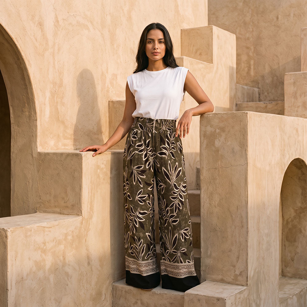 Pantalón Hanna - Diseño Botanical Green