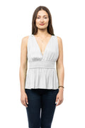 Blusa Sin Mangas de Corte Imperio y Plisado en Cintura - Plata