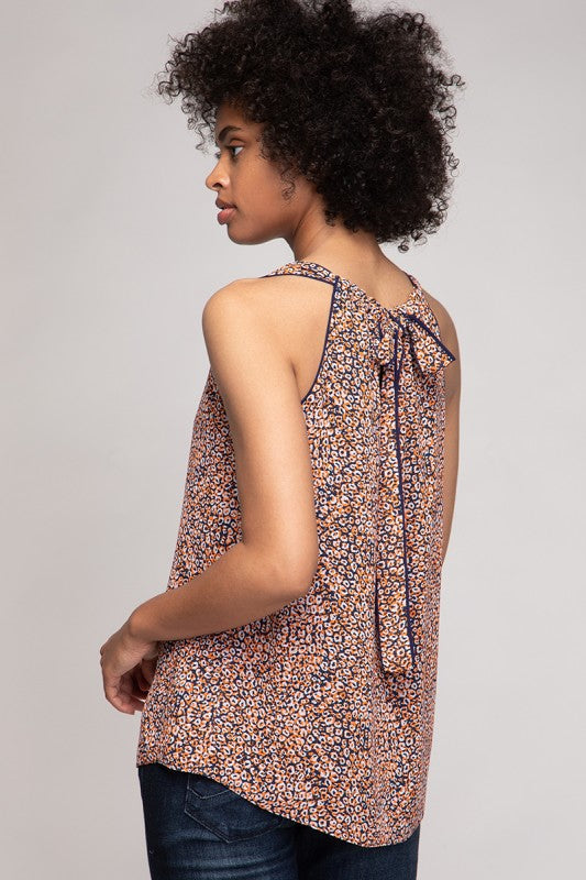 Blusa Fluida de Tirantes con Estampado Animal Print Minucias - Naranja y Azul
